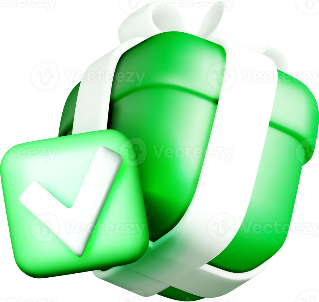 3D Green Package with Check Mark Symbol png