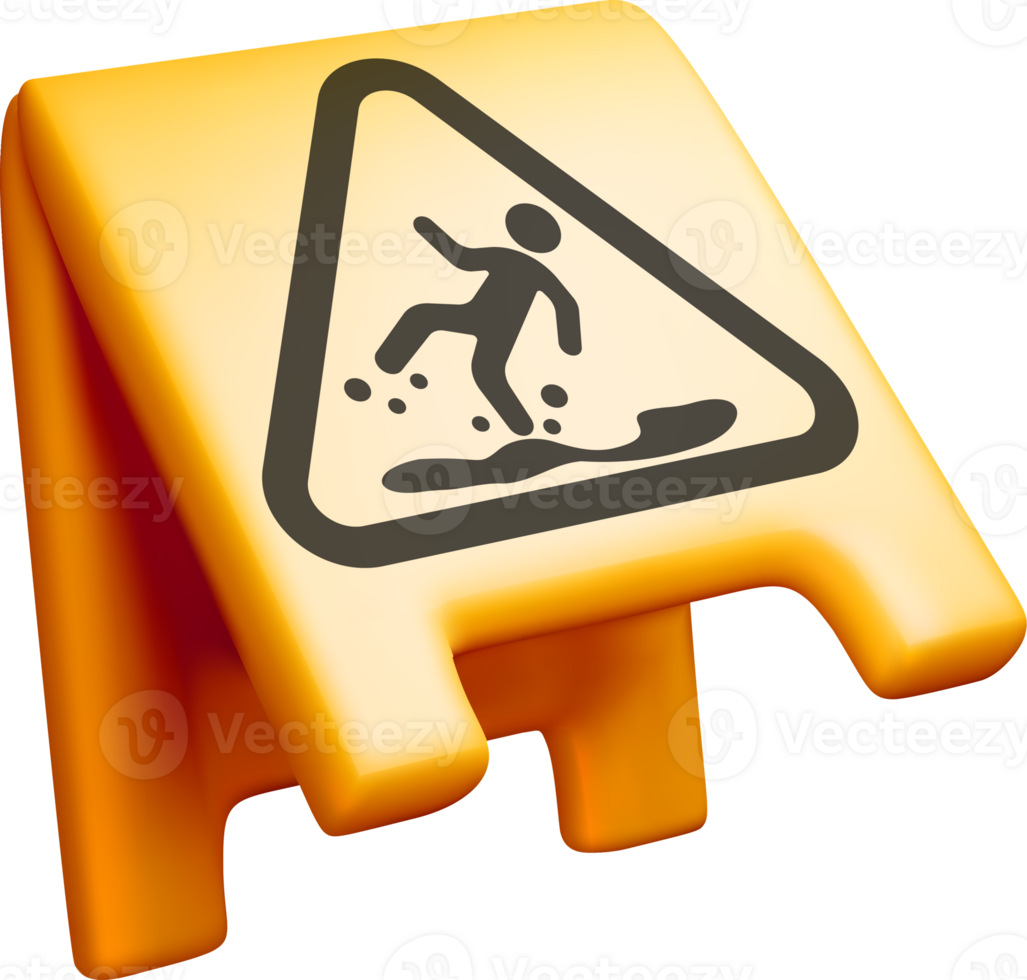3D Wet Floor Caution Sign Graphic Design png