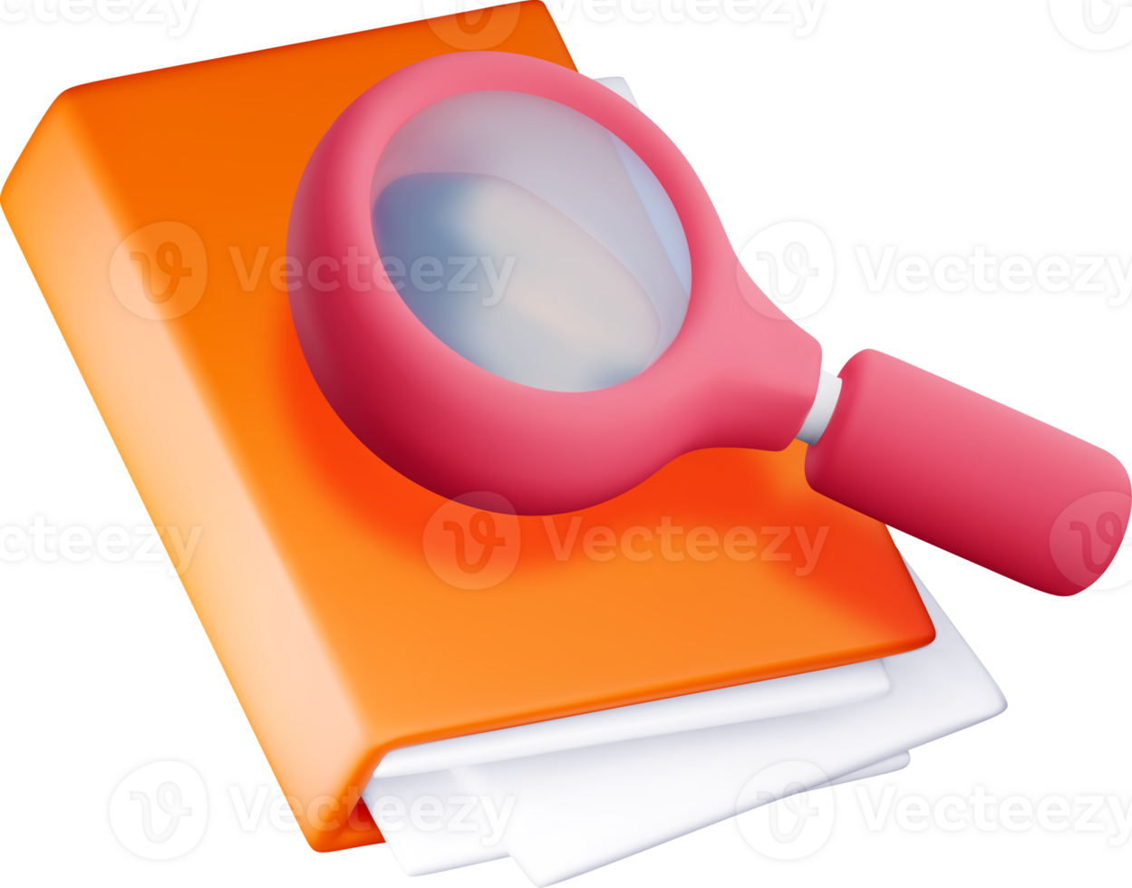 3D Magnifying Glass Over Document Folder png