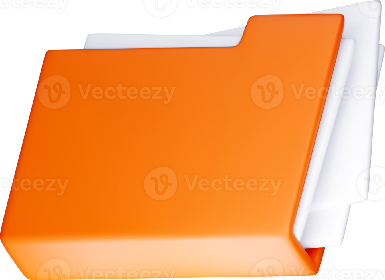 Modern 3D Folder Design with Orange Accent png