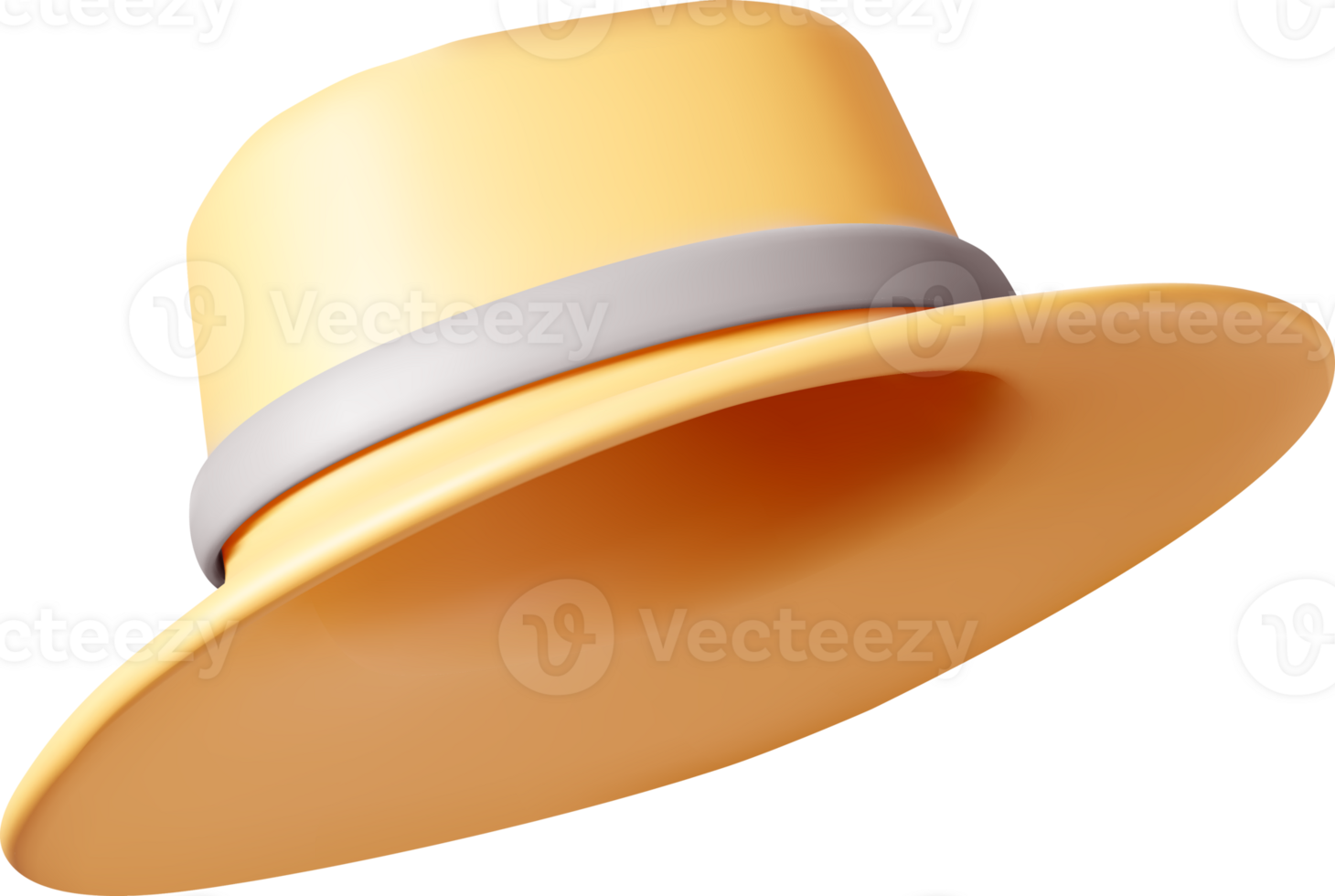 Stylish 3D Yellow Hat with Smooth Design png