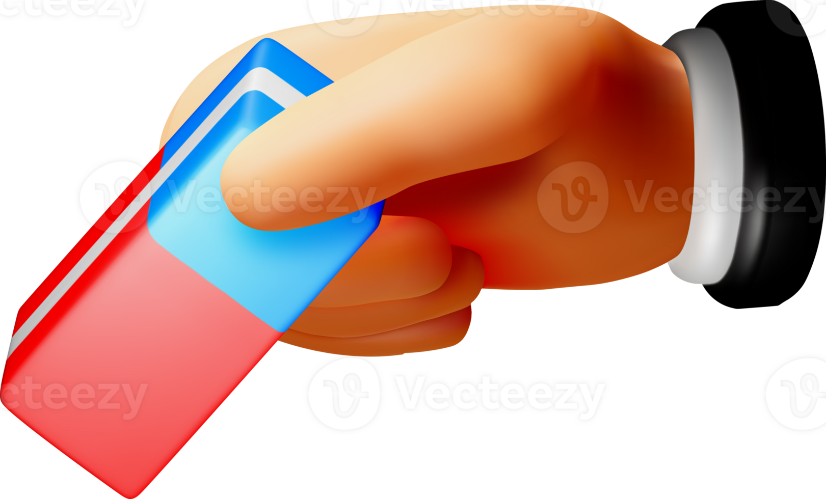3D Hand Erasing with Vibrant Rubber Eraser png