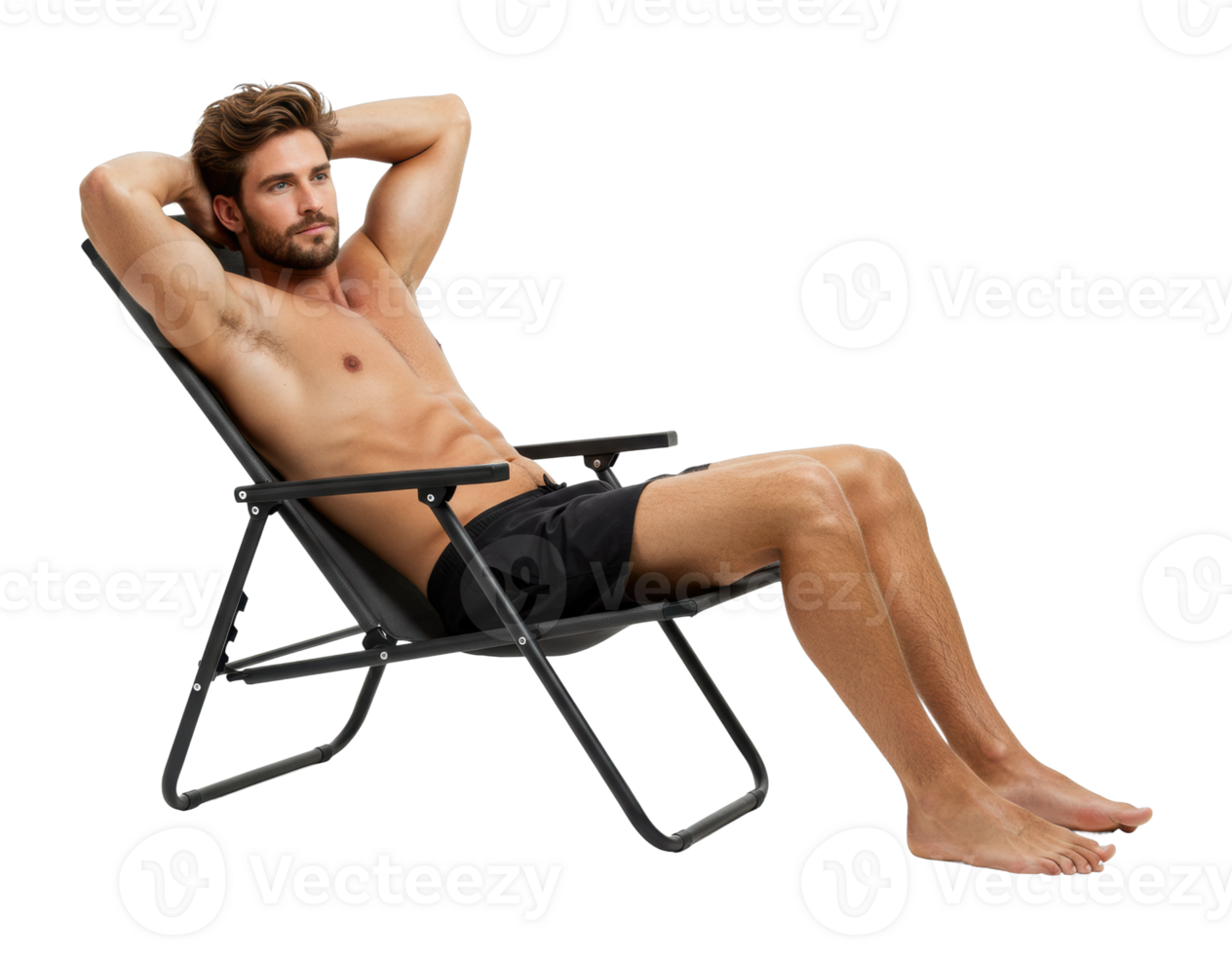 Relaxing man in chair outdoor setting lifestyle image comfortable environment casual viewpoint png