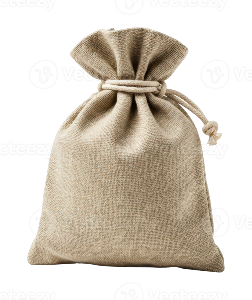 Natural burlap bag home storage product image minimalist style top view eco-friendly concept png