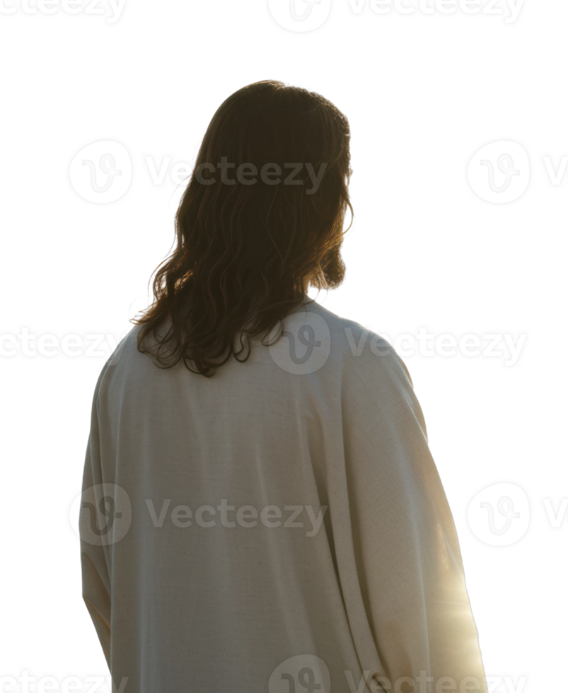 Spiritual reflection of a man in white robe against the bright horizon outdoor portrait tranquil faith png
