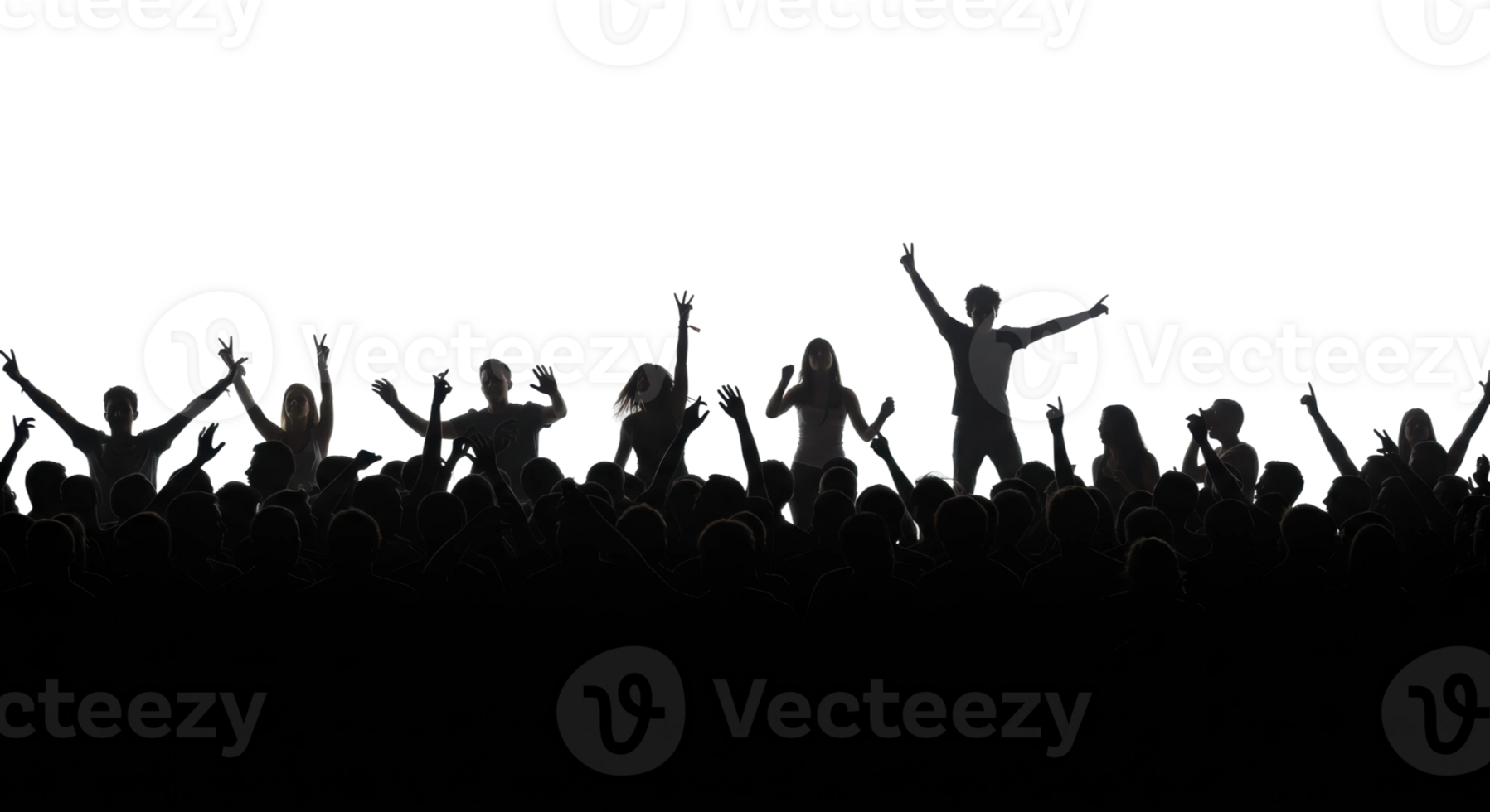 Energetic crowd celebrates at concert urban venue silhouette photography joyful atmosphere wide angle view png