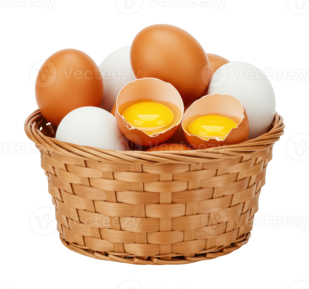 Fresh eggs in a basket kitchen food photography rustic environment close-up culinary delight png
