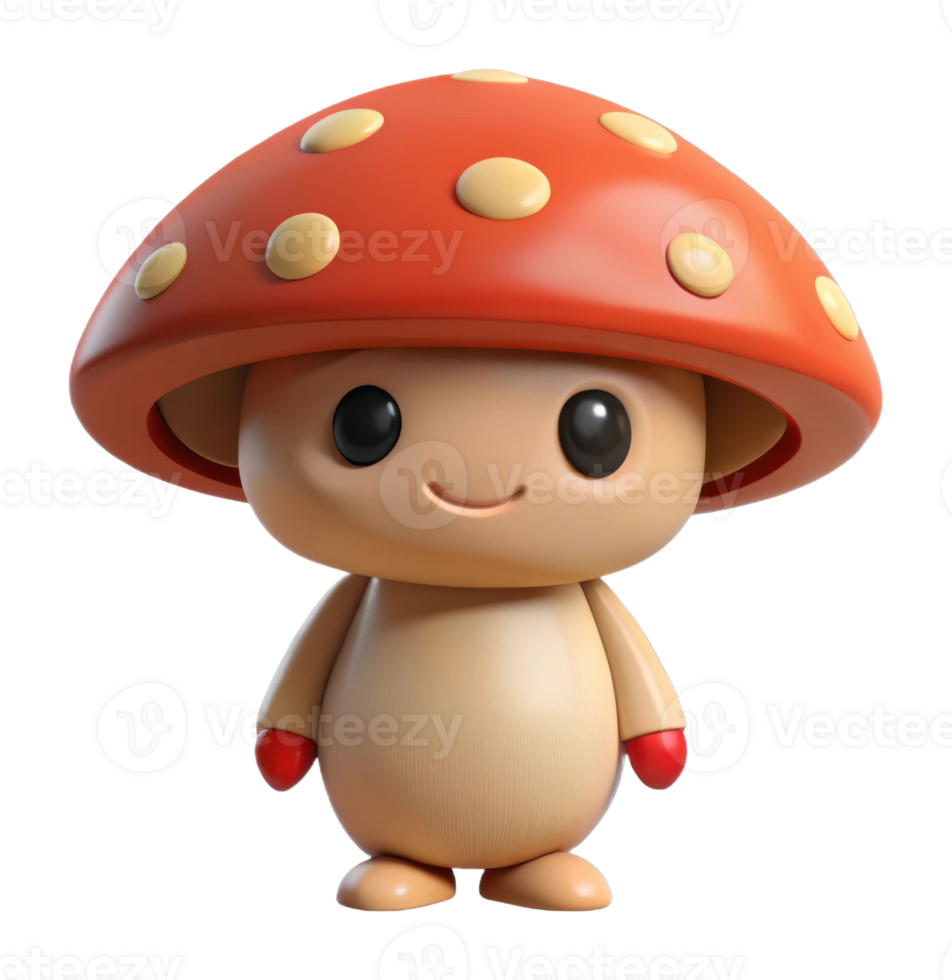 Cute mushroom character digital art fantasy environment whimsical style playful design png