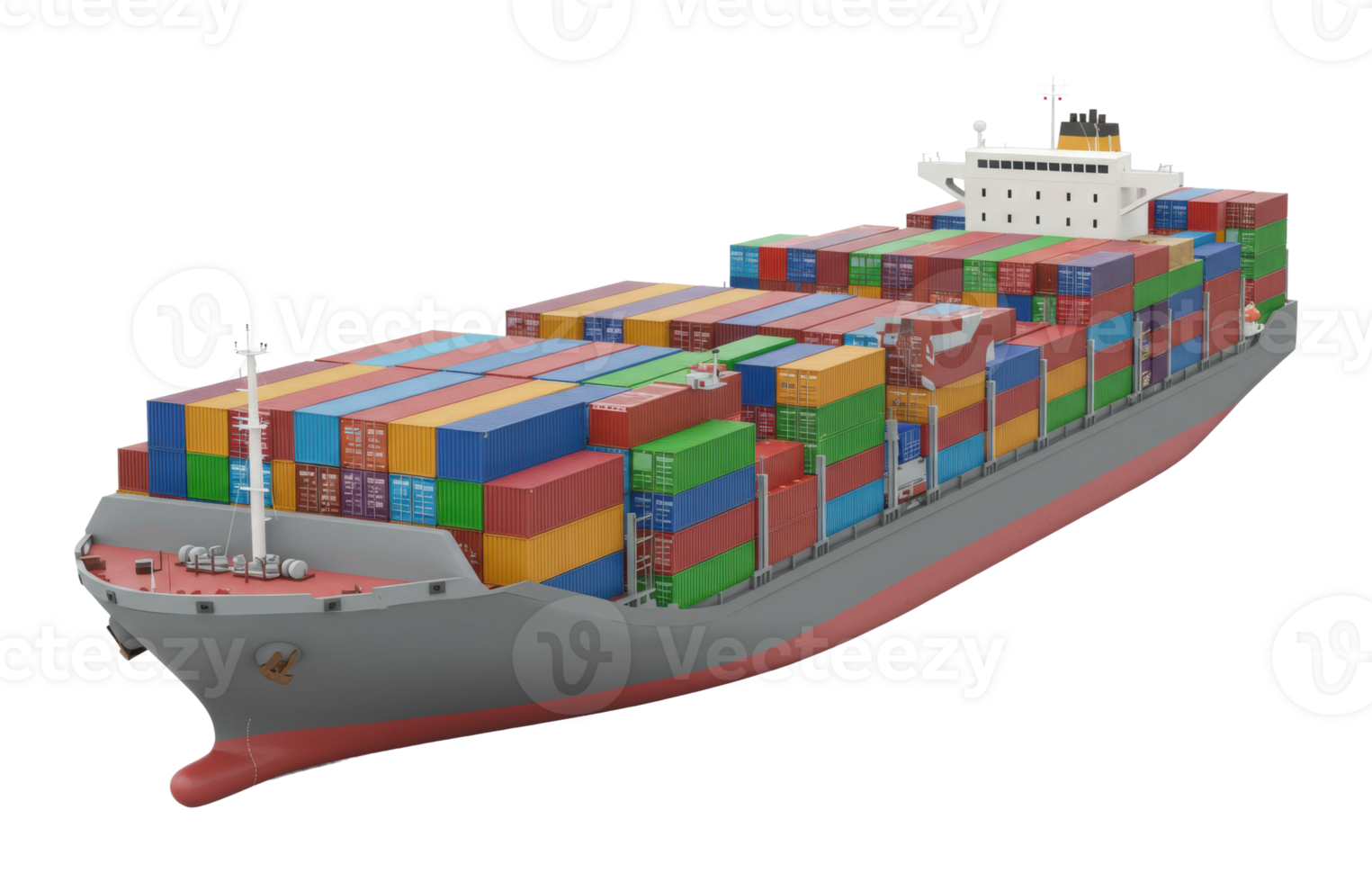 Container ship transporting cargo in busy port industrial scene aerial perspective maritime concept png