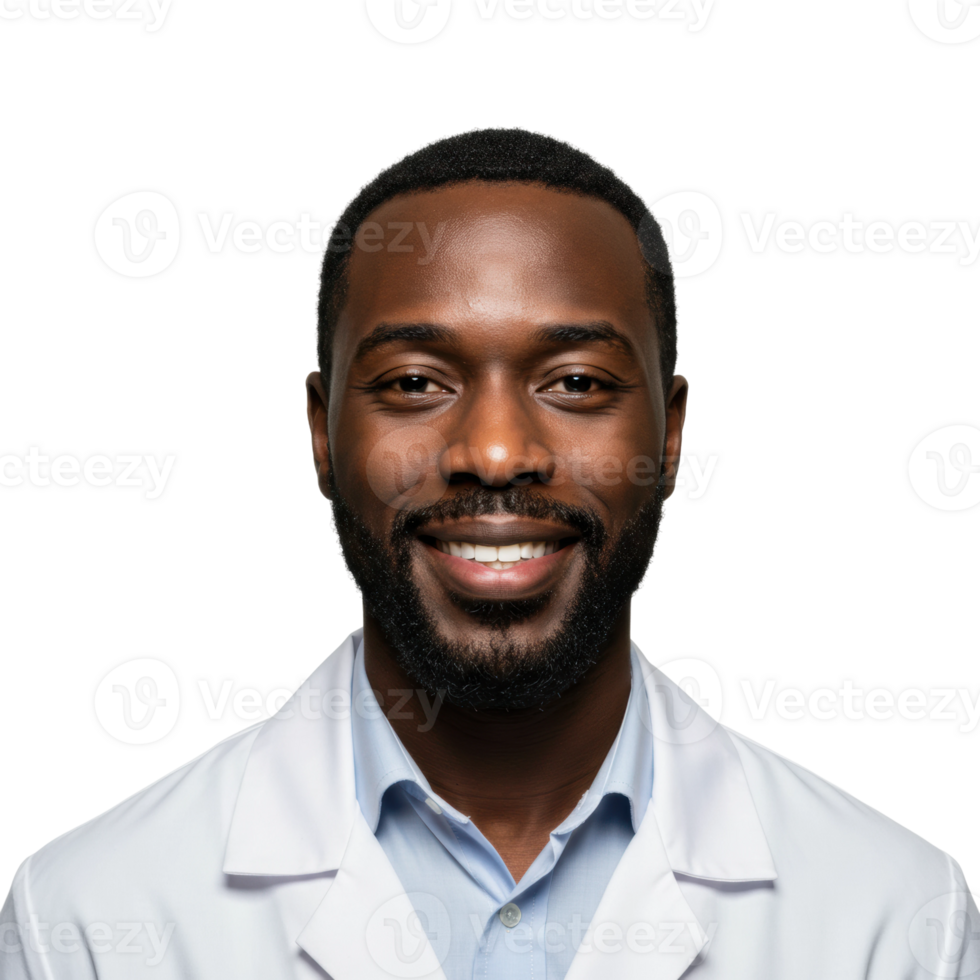 Healthcare professional smiling medical office portrait bright environment close-up trust and care png