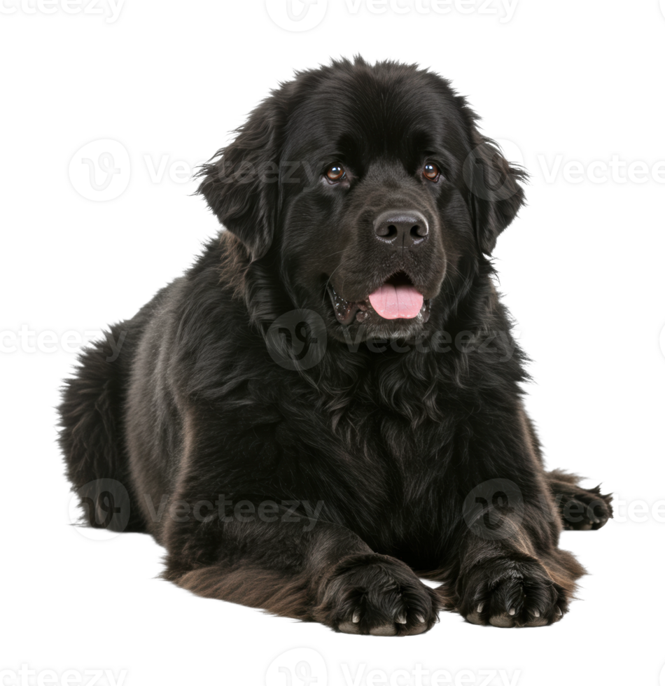 Playful newfoundland dog relaxing at home indoor pet photography cozy atmosphere close-up view png