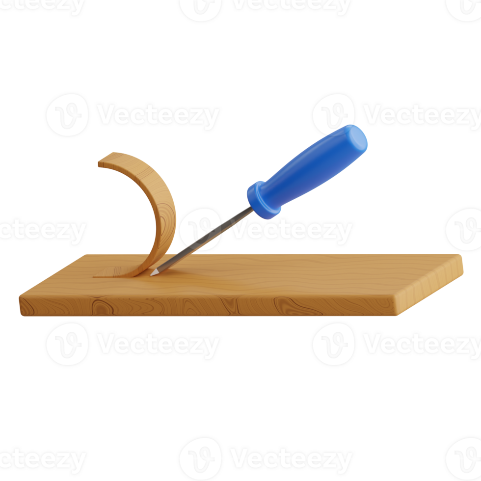 A wooden block with a blue knife on it png