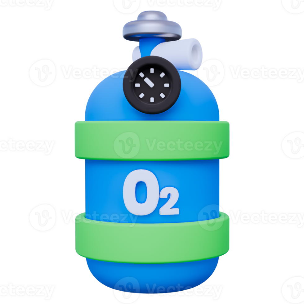 A blue gas bottle with a green and blue label png
