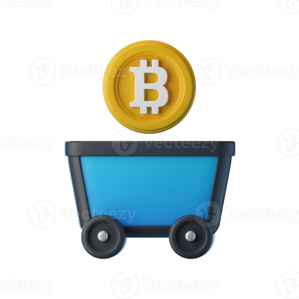 Bitcoin in a shopping cart png