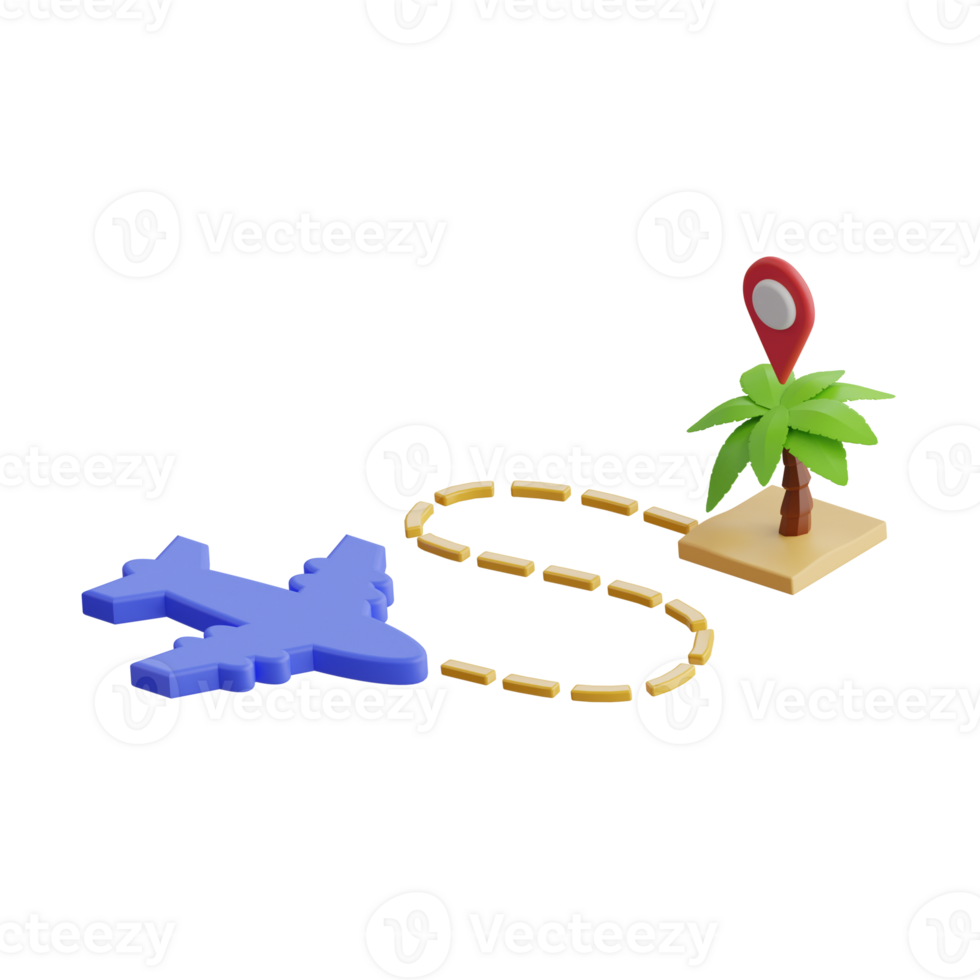 A plane and a palm tree are connected by a chain png