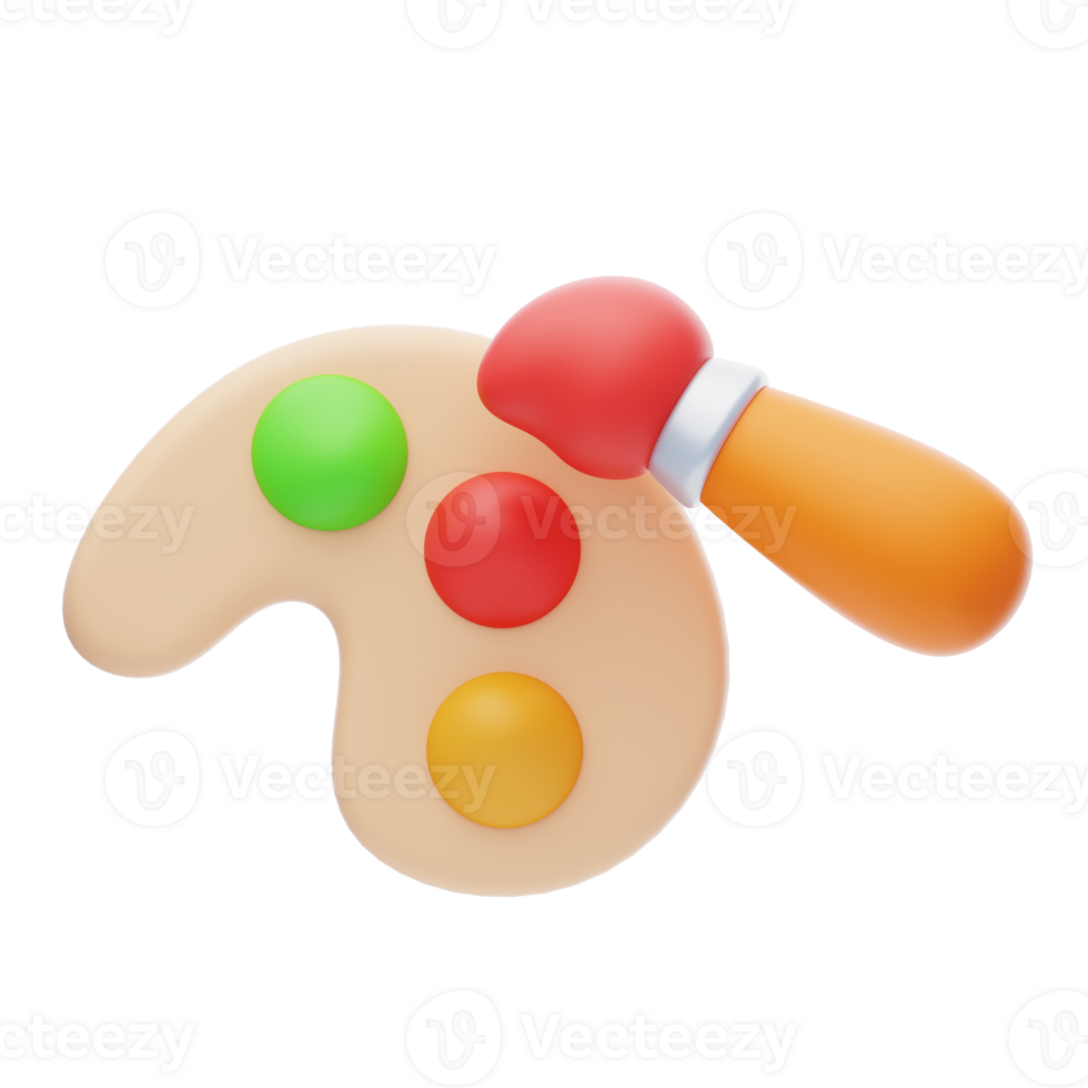 A paint palette with a paint brush on it png