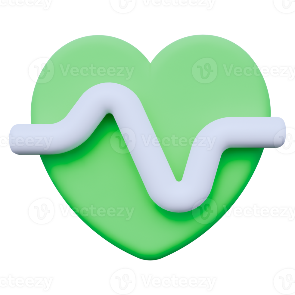 A green heart with a white line on it png