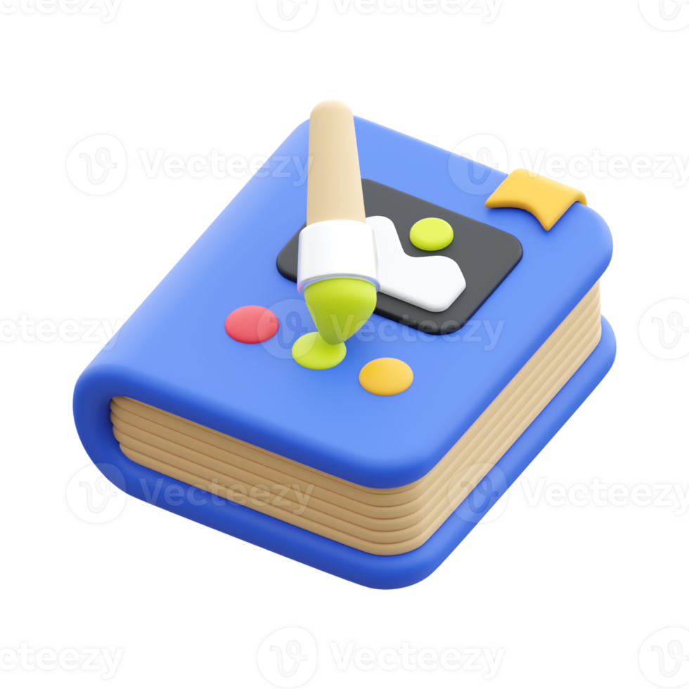 A book with a paintbrush on top of it png