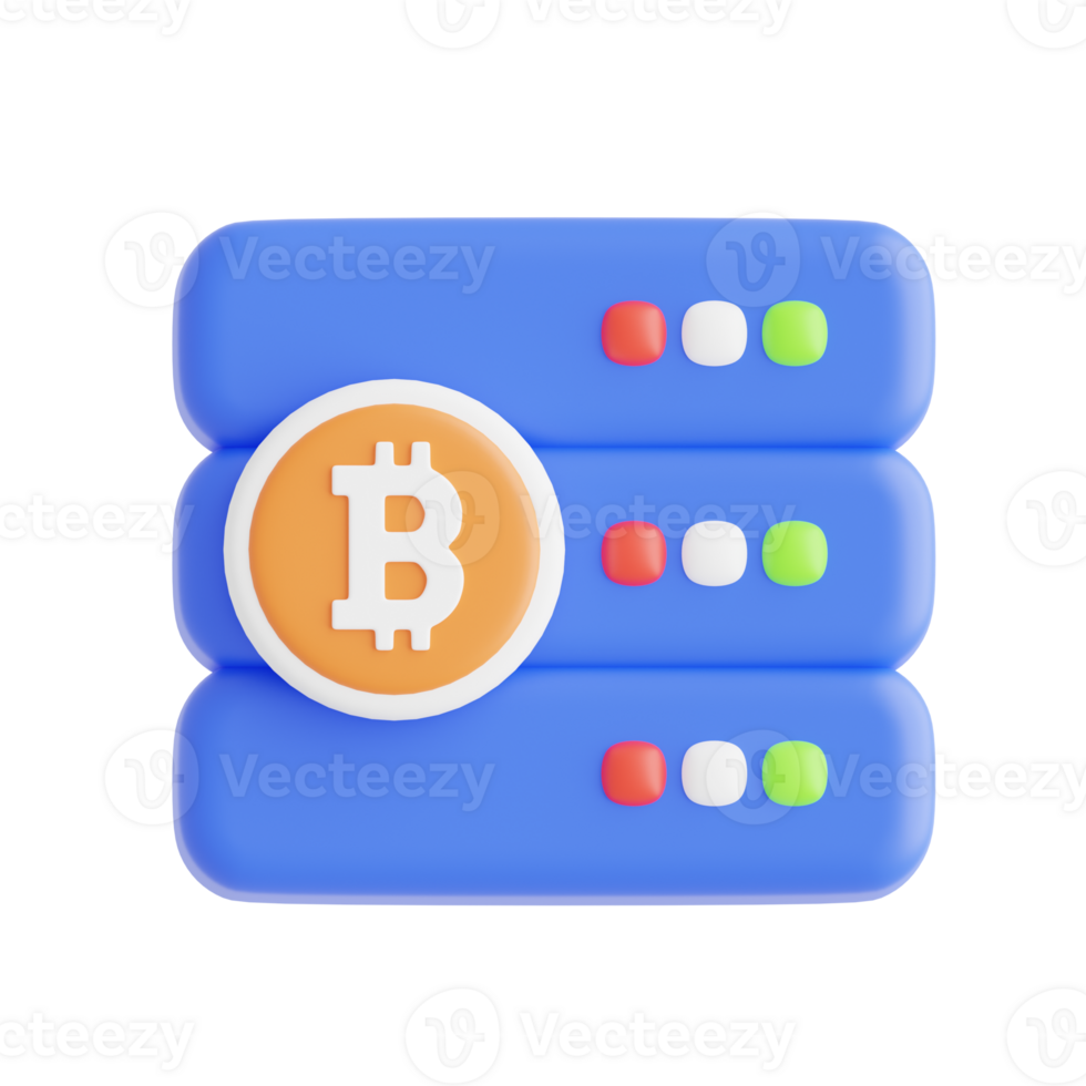 Bitcoin on a blue server with four buttons png