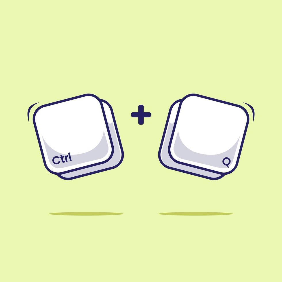 Keyboard combination shortcut Ctrl Q icon, button, or symbol for fast typing technology innovation. Work efficient with smart typing vector
