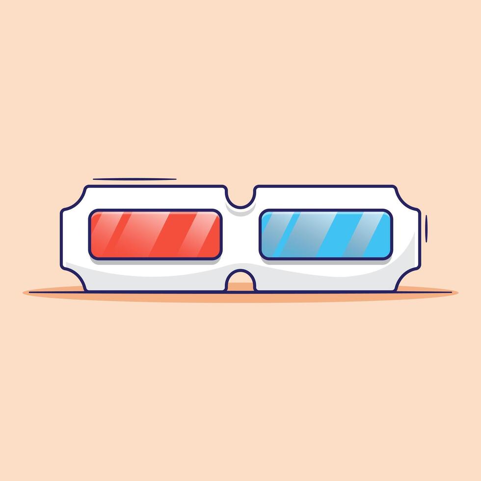 Cinema 3D glasses icon, sign, or symbol illustration cartoon used for watch film, cinema and others with simple style concept vector