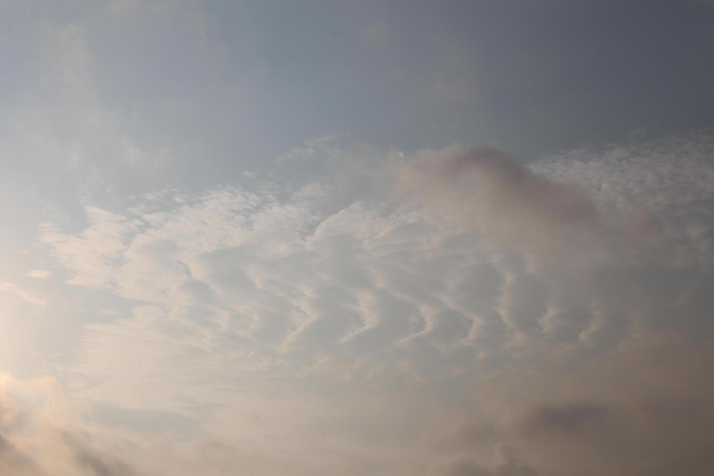 Cloudy sky with a mix of cirrus and stratus clouds creating a textured appearance photo