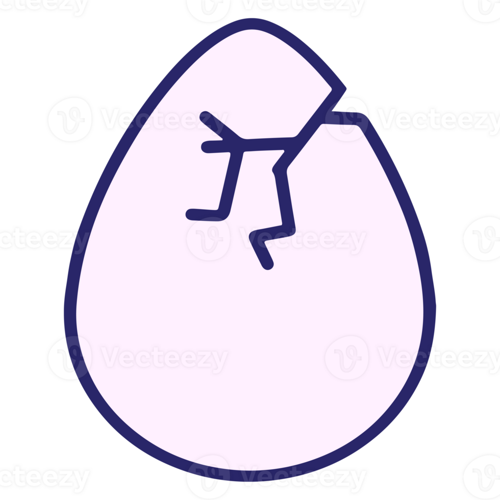 cute egg with a broken shell on a transparent background png