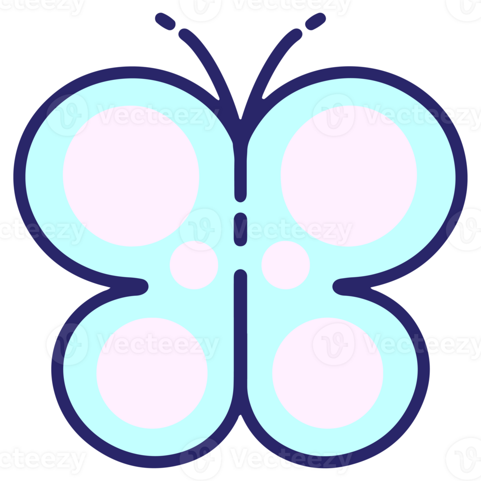 cute blue butterfly icon on a transparent background png