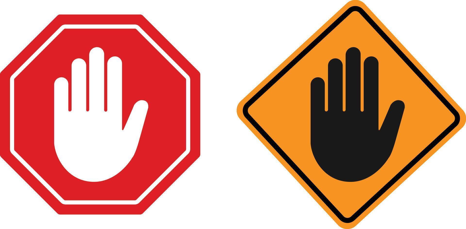 Stop hand sign set vector