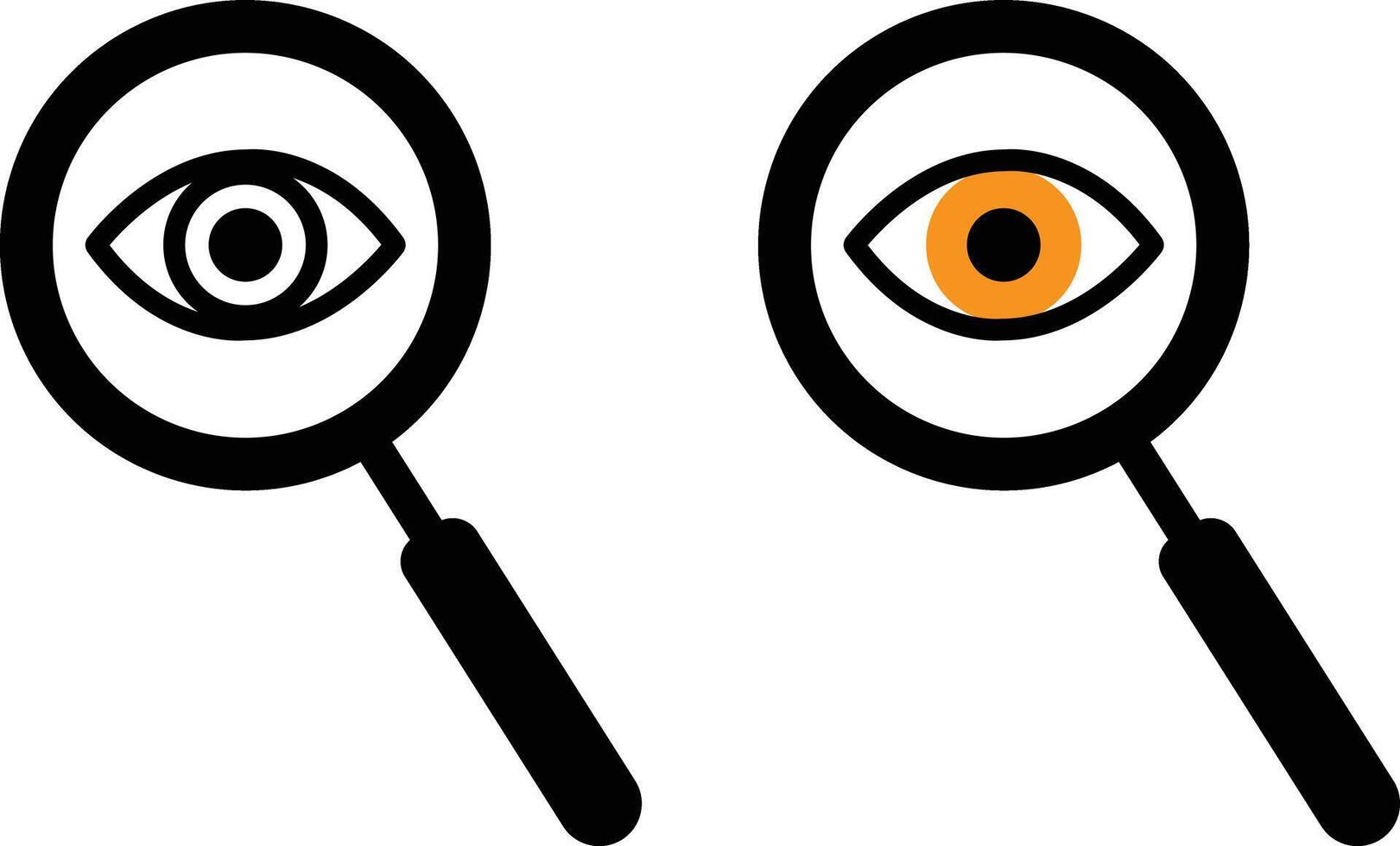 Magnifying Glass with Eye Icon Set vector