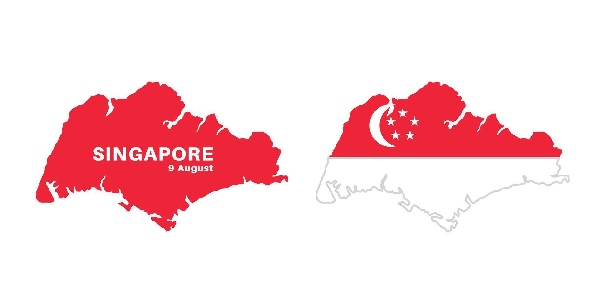 singapore flag and map set. singapore flag in official colors and proportions., map vector