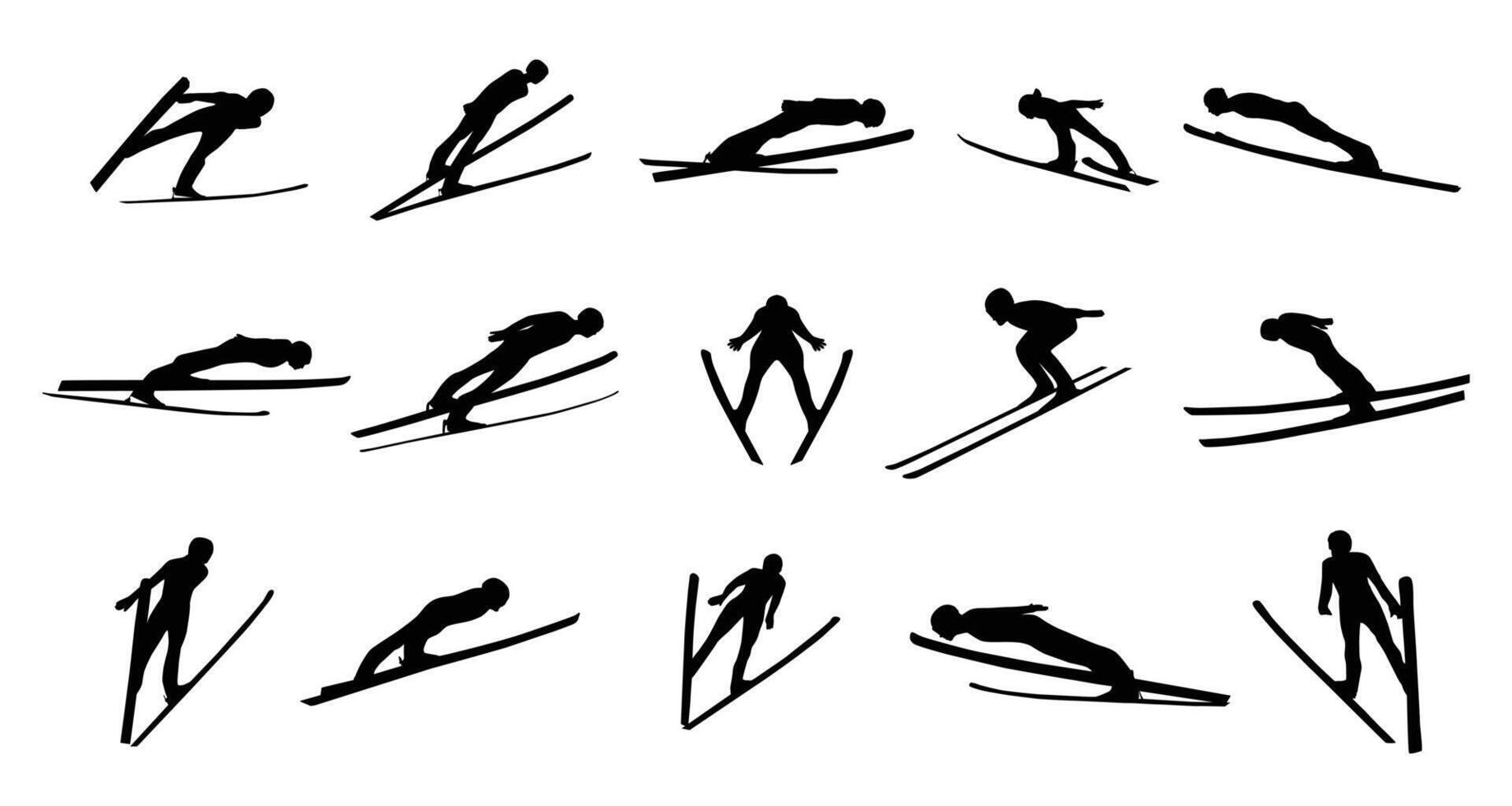 ski jumping silhouettes vector