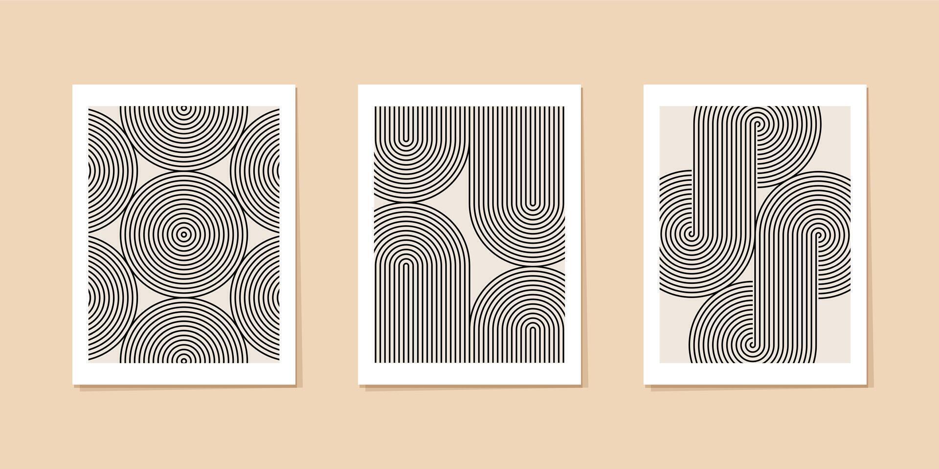 Concentric line circle, arch pattern, endless eternity curve. Abstract 60s modernism S shape. Orient undulate semicircle, repeated rainbow border. Optical illusion poster print, oval geometric path vector