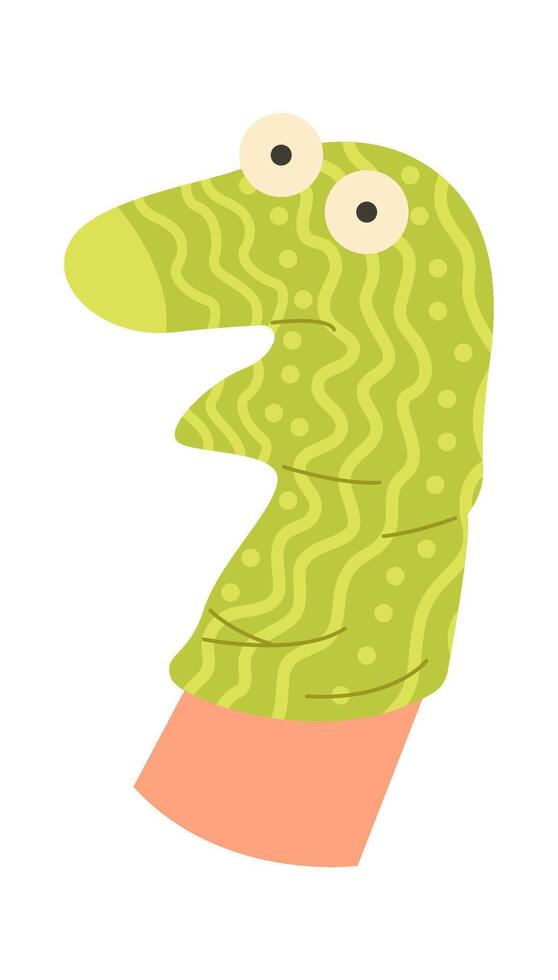 Cute soft socks puppet on hand flat icon vector