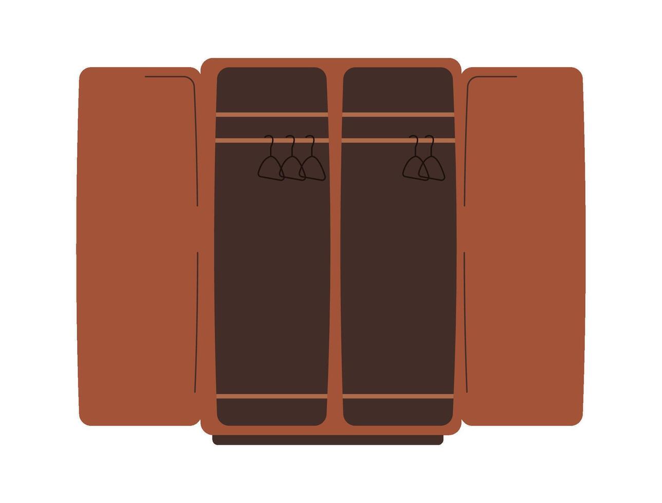 Wooden wardrobe for clothes flat icon Illustration vector