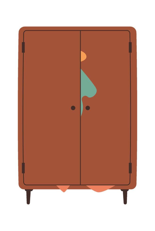 Wooden wardrobe for clothes flat icon Flat Illustration vector