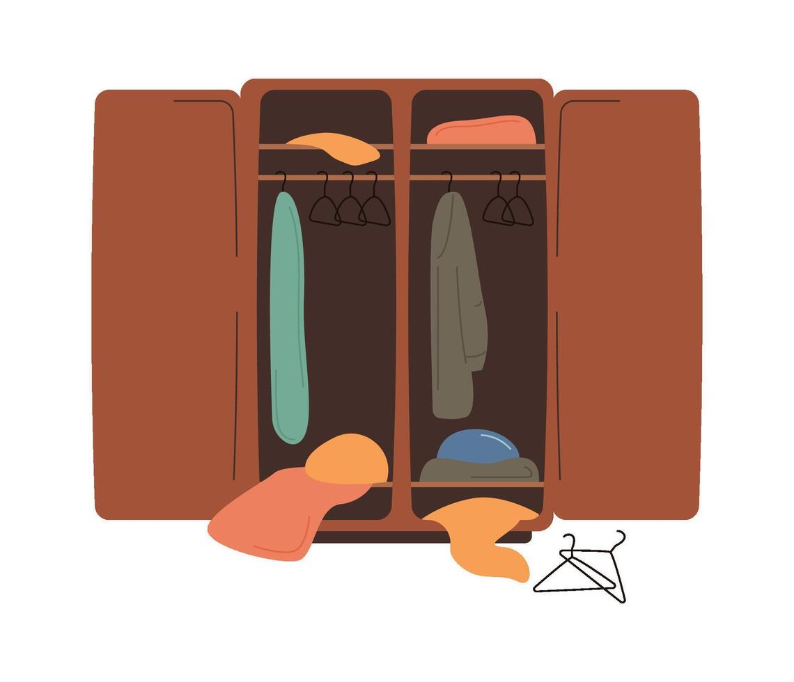 Wooden wardrobe for clothes flat icon Flat Illustration Icon vector