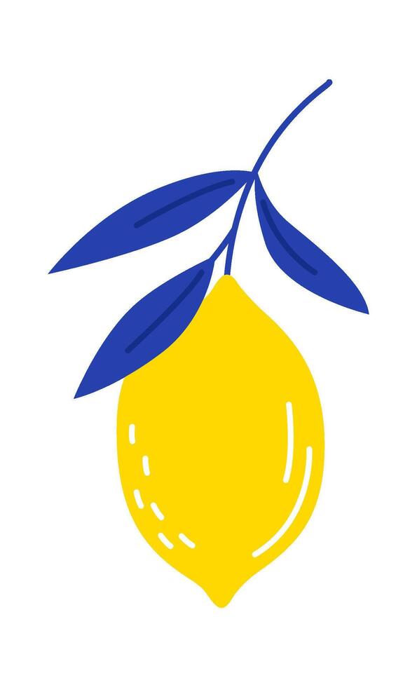 Fresh lemon fruit on branch flat icon vector