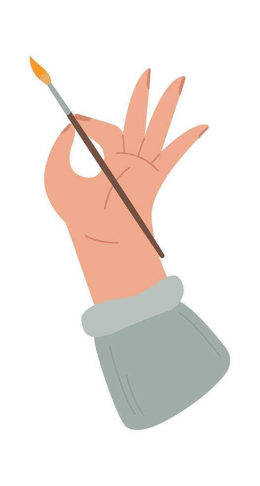 Hand holding painting brush flat icon vector
