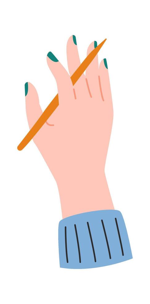 Hand with pencil flat icon vector