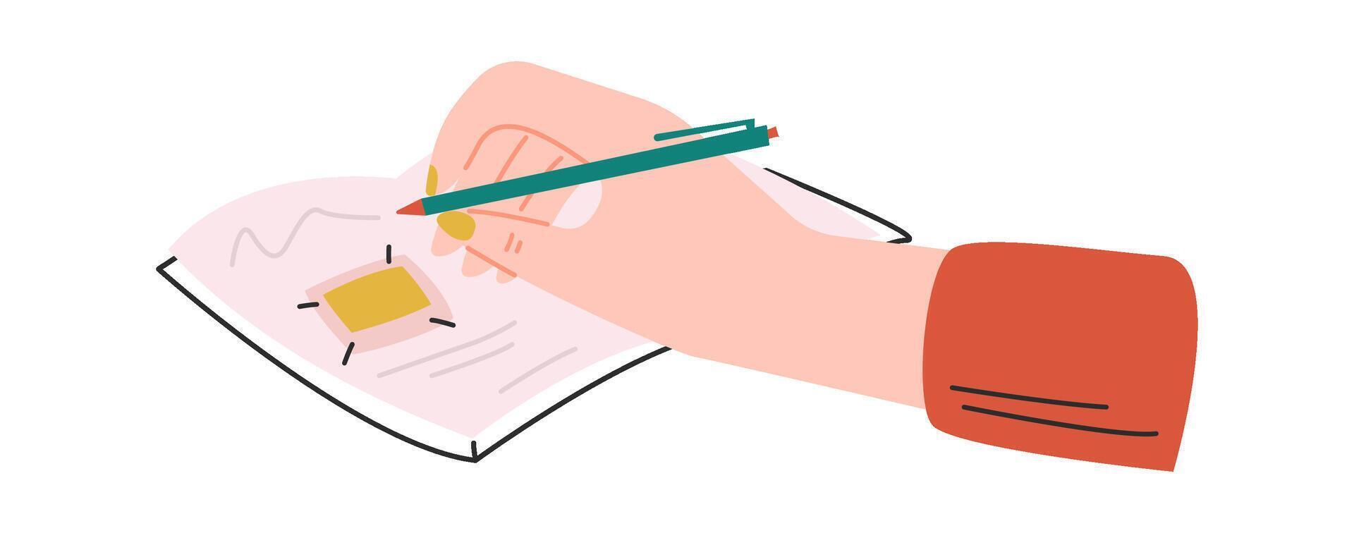 Hand draws on paper flat icon vector