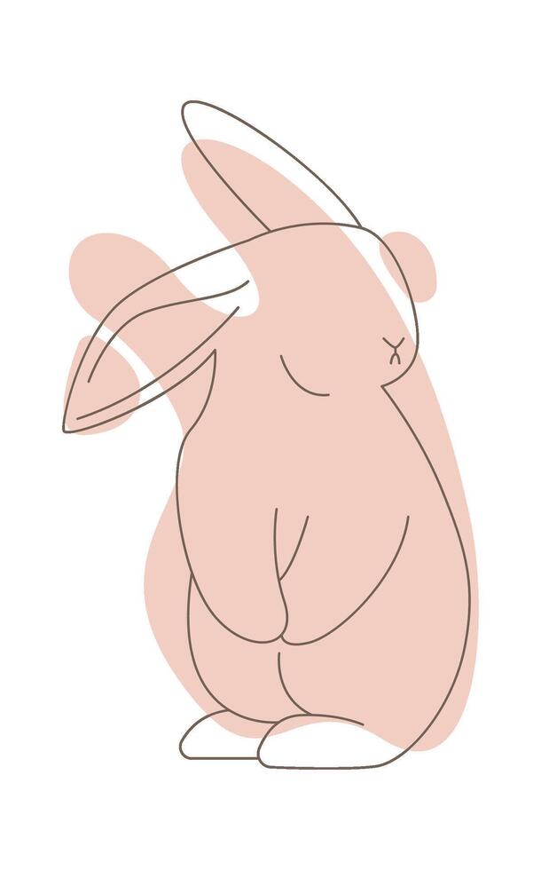 Flat Illustration Easter rabbit line art style Contemporary design vector