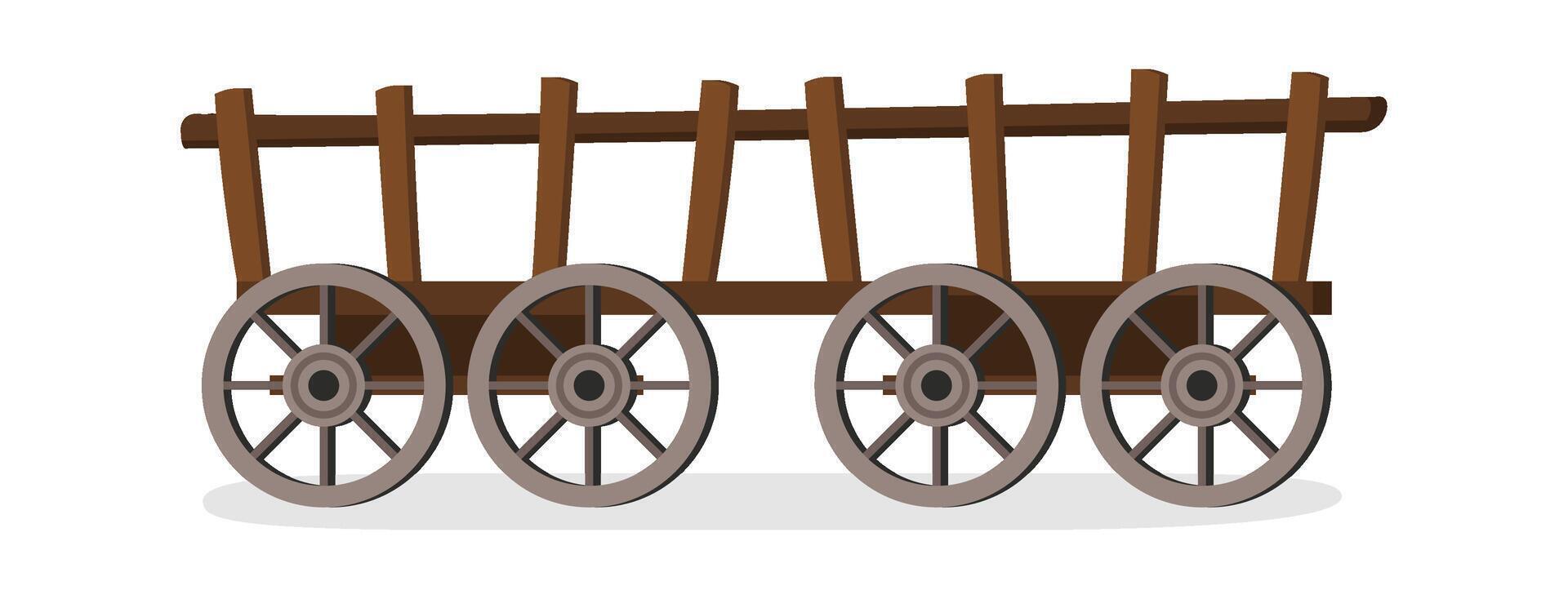 Vintage wooden cart flat icon Illustration vector