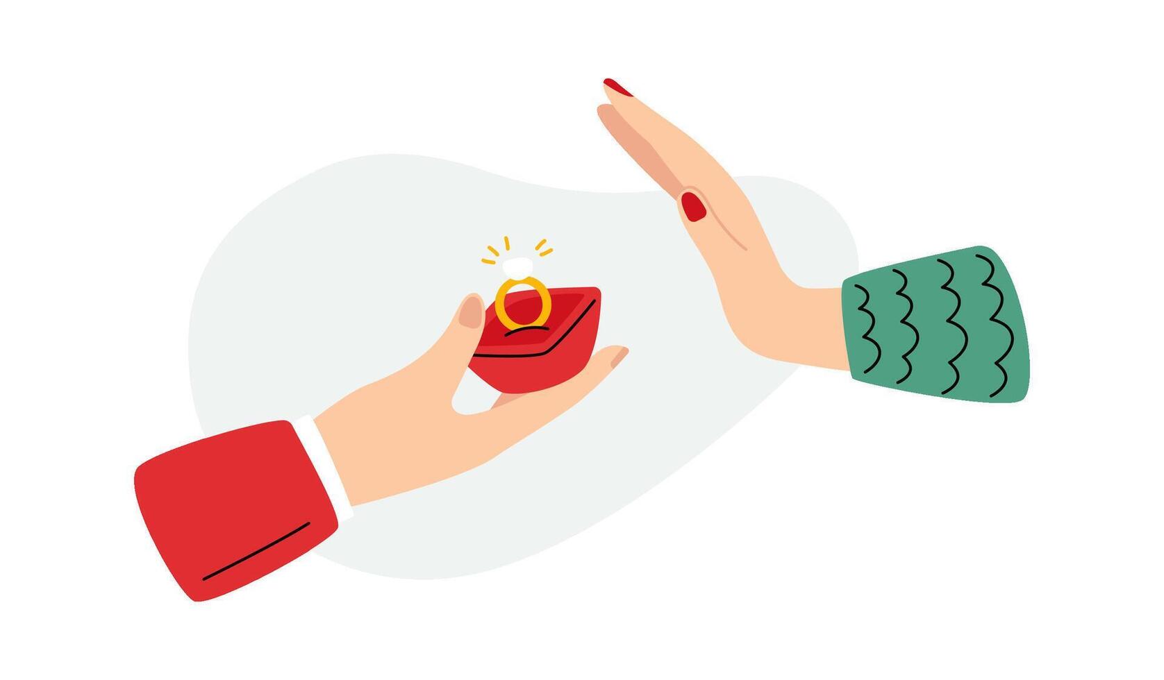 Refusal gesture to marriage proposal flat icon vector