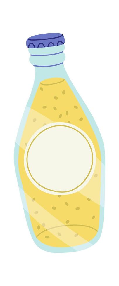 Pineapple juice and chia in bottle flat icon vector