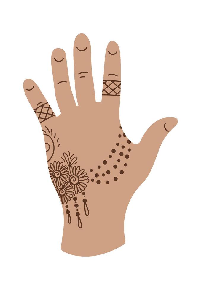 Mehendi flat icon Body art and temporary tattoo on hand Illustration vector