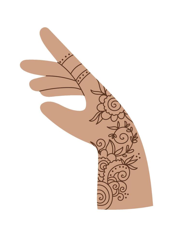 Mehendi flat icon Body art and temporary tattoo on hand Flat Illustration vector