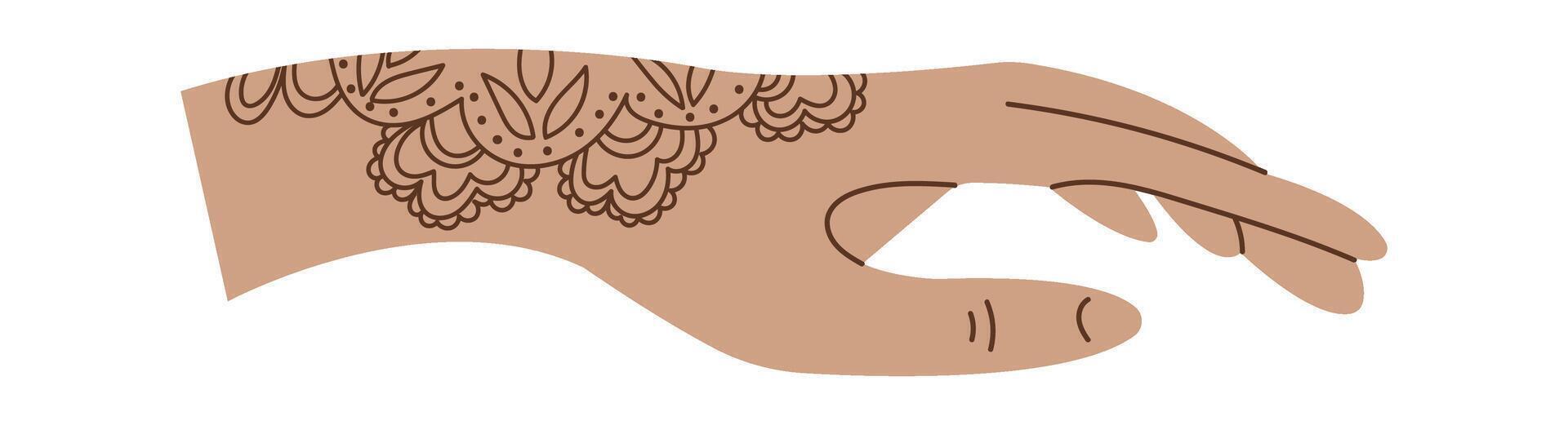 Mehendi flat icon Body art and temporary tattoo on hand Flat Illustration Icon vector