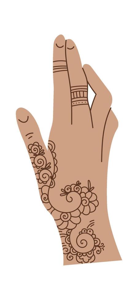 Mehendi flat icon Body art and temporary tattoo on hand Icon vector