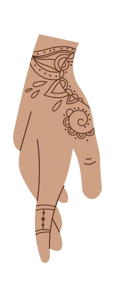 Illustration Mehendi flat icon Body art and temporary tattoo on hand vector
